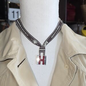 ✨️SOLD✨️Hermes Silver and Red 'H' Pendant Necklace